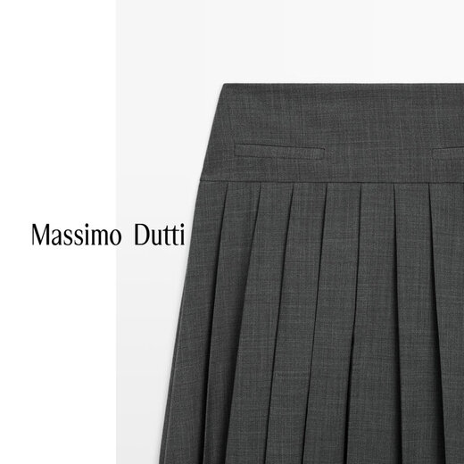 Massimo Dutti autumn new product 20205 women's clothing elegant and high-end simple style box pleated skirt 05257504 dark gray XS (34) (165/62A)
