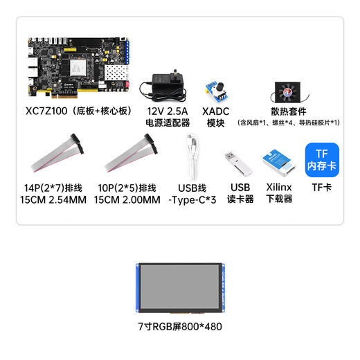 Point Atom Zynq 7035 7045 7100 Development Board FPGA Xilinx 7000 PCIE 7Z100 Edition + 7-Zoll-RGB-Bildschirm 800*480
