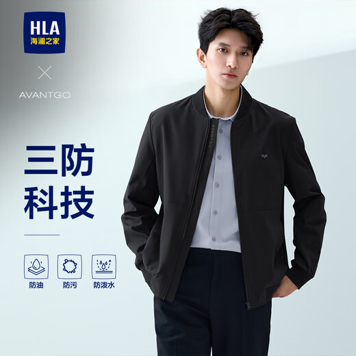 Heilan House (HLA) jacket men's light business classic three-proof printed baseball collar jacket autumn black 60 XL 180/96A recommended 151~164Jin Jin equals 0.5 kg