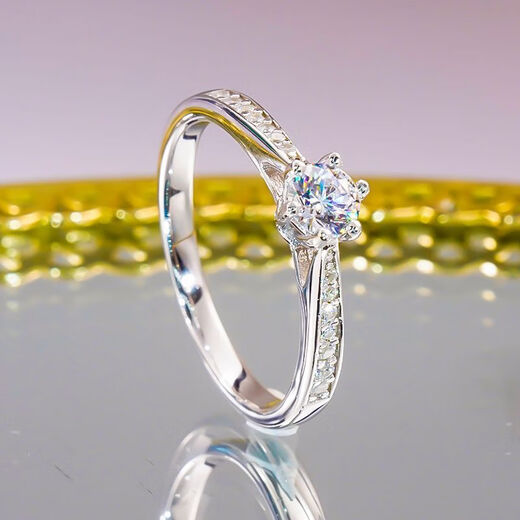 18pt950 Moissanite Diamond Ring Women's Fashion Classic Six Claw Straight Arm 30 Points Diamond Ring Request for Engagement Ring 2g 30 Points No. 19