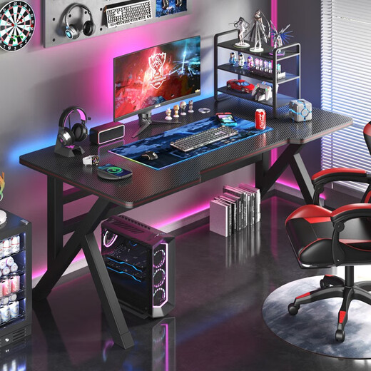 Orenford computer desk desktop home e-sports game table office desk simple study desk carbon fiber texture single table-120*60 upgraded e-sports table
