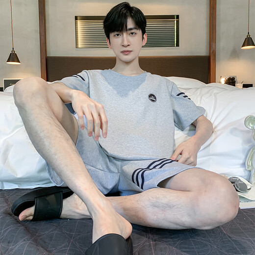 2025新款睡衣男夏季棉质薄款短袖短裤套装青少年休闲家居服可外穿 HDE9925 L