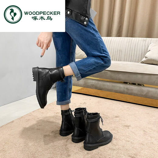 Specht Martin Stiefel für Frauen Britisch -Stil INS2025 Herbst Neue vielseitige Frühling und Sommer atmungsaktives Motorrad Dünne kurze Stiefel 14 Löcher mittelgroßen Single 34
