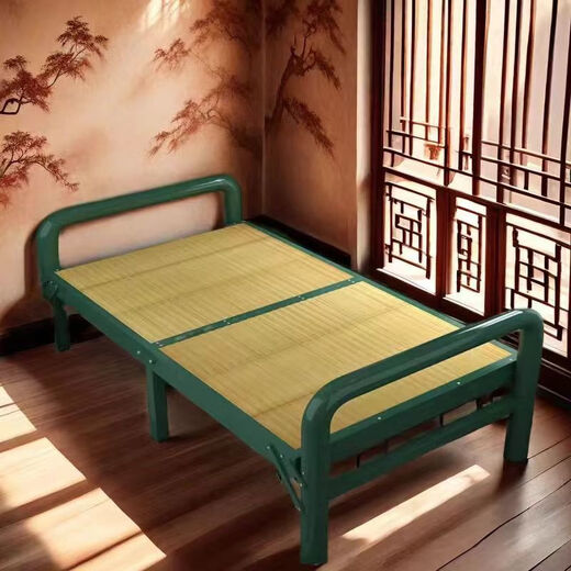 
Qinkai iron frame bamboo marching bed folding single bed integrated lunch bed bamboo board bed bamboo bed cool single double bed stable practical 192 length * 95 width-16851
