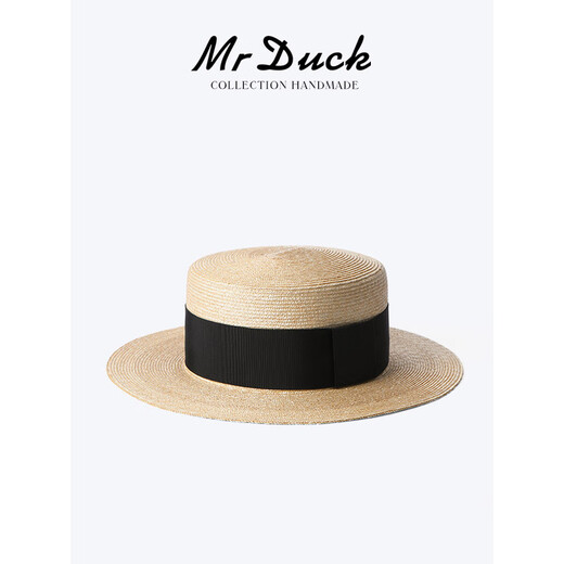 Mr DUCK star's same style, light luxury, extra fine hand-woven straw hat for women, French style flat top hat, multi-size hat