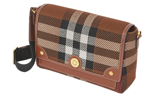 Burberry à carreau à carreaux en tricot en cuir en cuir en cuir en cuir à main le corps crossbody pour les femmes, brun de bouleau foncé, emballage de base (sac + sac à poussière)