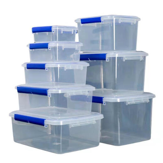 Yonghuan rechteckiger transparenter Kunststoff Frischwachtbox Küche Kühlschrank Kimchi Aufbewahrung großer versiegelter Box Blau Modell 30 Liter höher