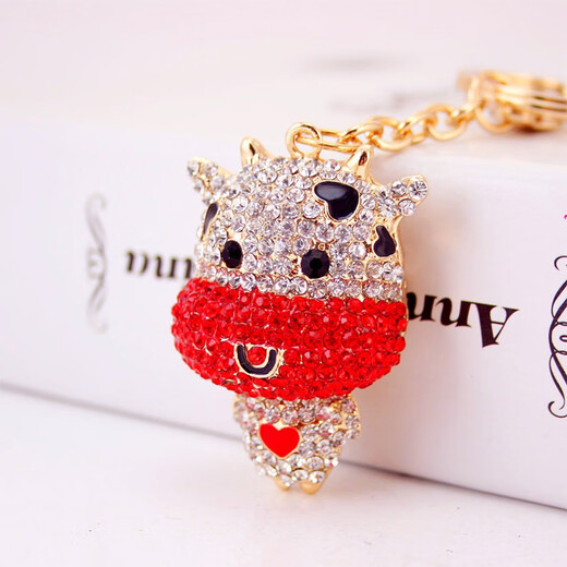 Style chinois mignon de mollet couple de trèfle de trousque sac de trèfle pendentif pour les femmes exquise ménage internet célébrité clés ornement jiaxin laitier-vache-rose