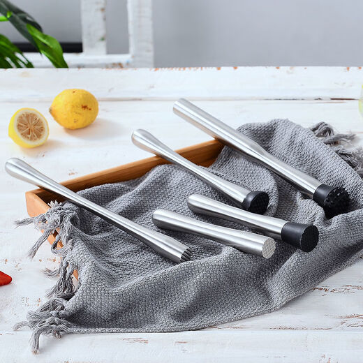 欢晋不锈钢柠檬锤碎冰捣蒜棒调酒工具 18.5cm全钢