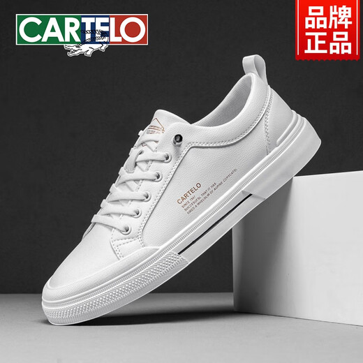 CARTELO men's shoes for summer breathable low-top white shoes shoes for one foot, trendy shoes sports and casual leather shoes for men, all black-6624-four seasons 44 standard sports size