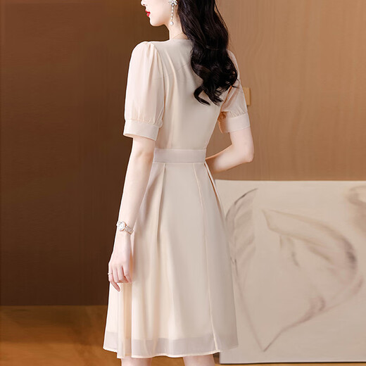 OLJ high-end brand dress for women in summer 2025 new design, fashionable, comfortable, waist-hugging simple and atmospheric skirt Pink XL 115-130Jin [Jin equals 0.5 kg]