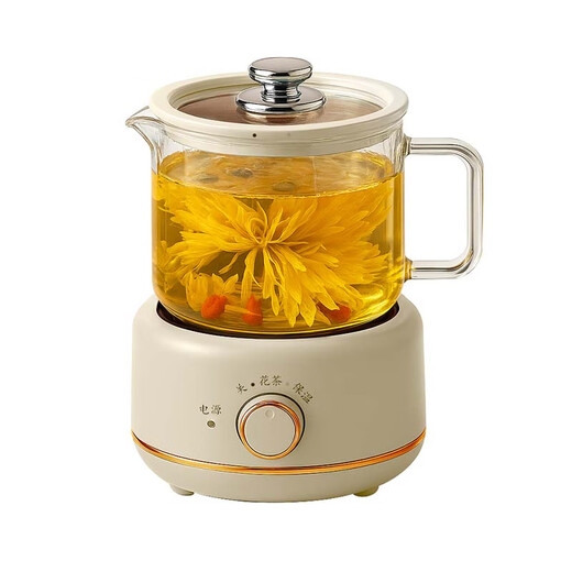 SUBOAER Subo Health Pot Mini Kettle 600ml Office Small One-person Tea Maker Stew All-in-One Teapot Flower Teapot Thermostatic Pot Mid-Autumn Festival Gift for Girlfriend 0.6L Cream White Touch Screen Single Pot