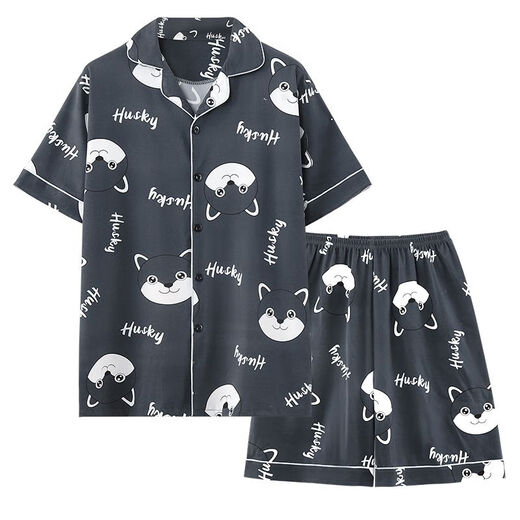 慕枫晴男士睡衣夏季薄短袖短裤卡通学生青少年加大码夏家居服套装 【HZ#3271】双短套装 XL 【125-150斤】