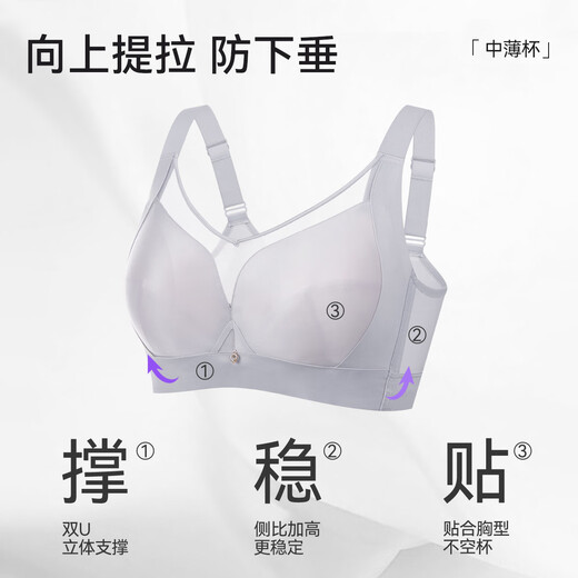 Xiawo.zhi.Show große Brüste und kleine BHs, sommerliche dünne Stil, atmungsaktives und verstellbares Typ, Brust- und Anti-SAG-Unterwäsche 2025 Neueste C Cup, Champagnerfarbe XL 40/90c
