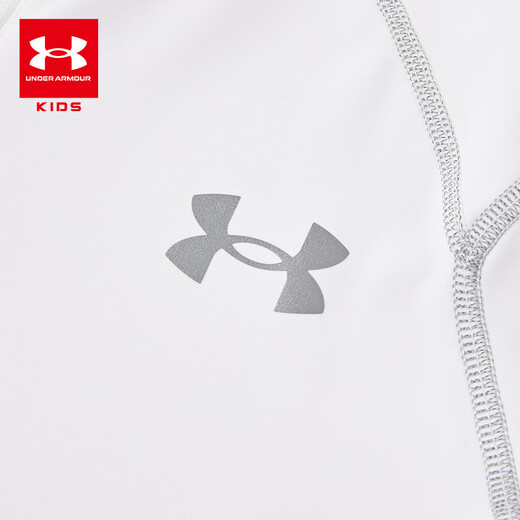 Under Armor children's long-sleeved T-shirt for men and women, spring and autumn breathable, moisture-absorbing, quick-drying sports training stand-up collar top 253303206 white 170