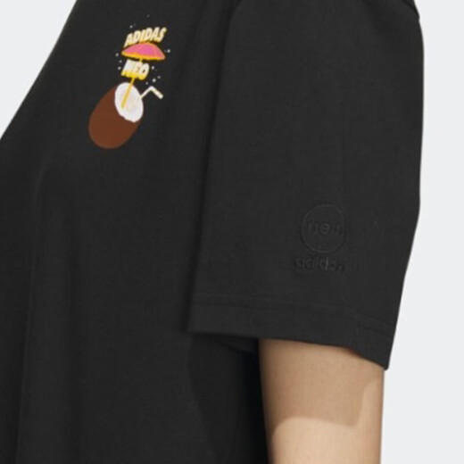 阿迪达斯（adidas）NEO短袖女装2025夏季健身训练运动服休闲透气圆领T恤半袖 IP3878黑色 110 M 推荐-120斤