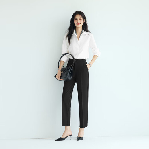 
Evely anti-wrinkle basic shoulder style workplace commuting cotton shirt for women 2025 autumn new small top This white S 80-105Jin [Jin equals 0.5 kg]
