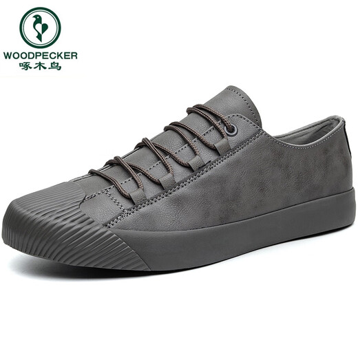 Woodpecker Spring and Autumn 2025 new casual men's shoes black waterproof leather shoes summer trendy shoes Korean style shoes business UK 9851 black white low top 41