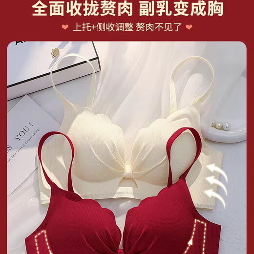 Tingmei (GRACWELL) Sexy Seamless Red Underwear Zodiac Year Suit for Women 2025 Year of the Snake Wedding Bride Small Breasts Push Up Big Bra Burgundy - Set (Underwear + Underwear) M 75/34A (Push Up to Prevent Sagging)
