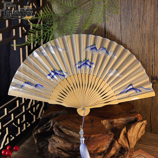 Sailotou Light Luxury Fan Ancient Style Folding Fan as a Gift High-end Suzhou Embroidery Fan Cheongsam Su Embroidery Double-sided Embroidery Girls' Middle School Gardenia