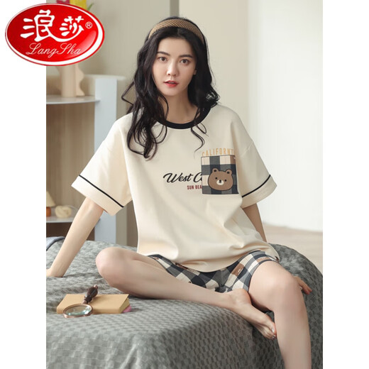 Langsha 2025 Nouveau pyjamas pour les shorts de coton pur d'été pour femmes Le style d'été du printemps et de l'automne peut être porté à l'extérieur de la maison de vêtements à la maison CKE-6172 XL (120-140jin [Jin est égal à 0,5 kg]) Code égal