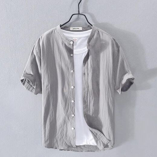 Рубашка Romon Men's Summer Line Linen Lose Wernatile Foot Cotton Linen Linen Lensen Laterleaded For Tope For Top Top White xl