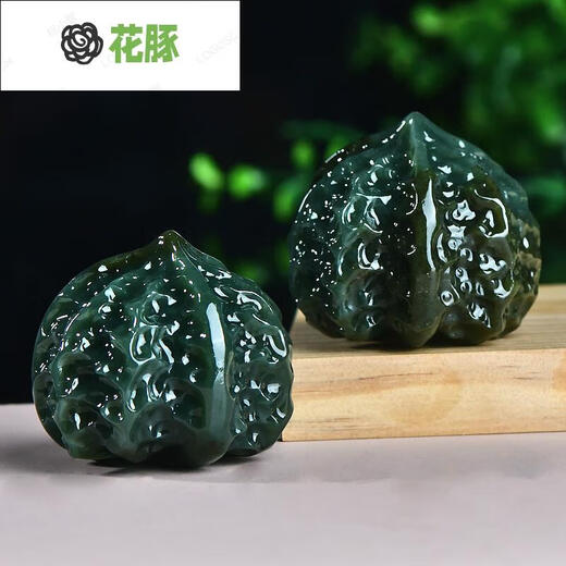 Flower Dolphin Hetian jade hand-held pieces, green jade walnut pieces, jade ornaments, holiday gifts for elders, one-color blue model QZM7027i