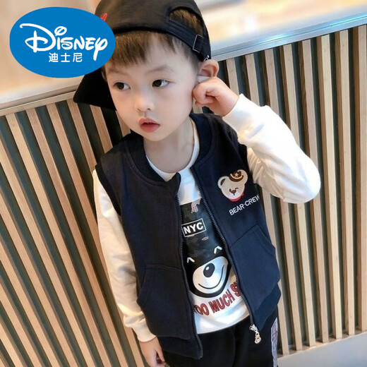 Disney children's vest spring and autumn new boys casual vest jacket top waistcoat 2025 summer style baby horse gray zipper vest 130