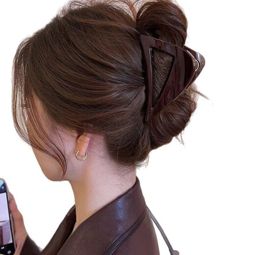 Chocolate Brown Simple Hair Clip Shark Clip 2025 New High-end Hair Clip Women's Back Head Clip Hair Accessories Triangular Clip
