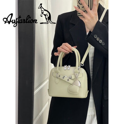 AUGTARLION小众手提保龄球包包女式新款潮流时尚贝壳包单肩斜挎包 银色带配套爱心挂件