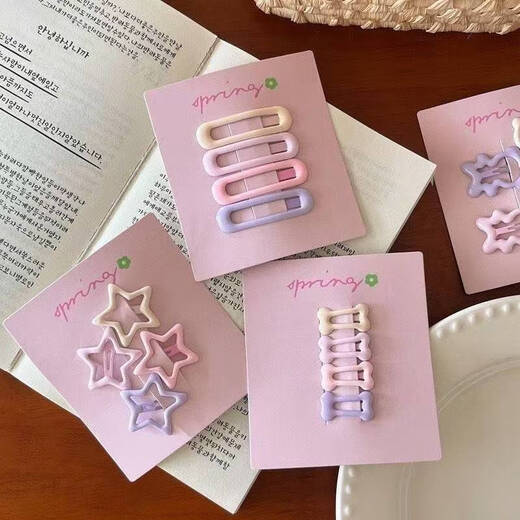 
Cream mini hair BB clip cute five-pointed star bow bear side clip girl student hairpin headdress 3# bow style 4-piece set [simple outfit]