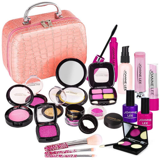 Kinder simuliertes Kosmetikspielzeug Mädchen verkleiden und spielen Haus Prinzessin Make-up Handheld Ledertasche Geschenkset Rose Ledertasche 13-teilige Set + Gold Stamping Geschenkbox
