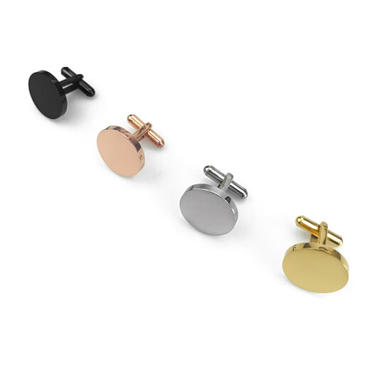 Cufflinks Men's Shirts Spring Sleevepins Lettering French Round Shirt Steel Color 20mm