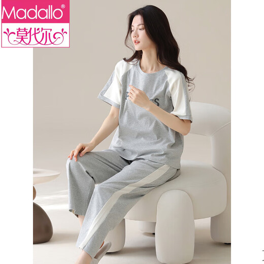 
Modal short-sleeved cotton pajamas women's suit summer trousers home clothes Korean style thin style can be worn on the outside of summer cartoon pajamas Y9719 L (recommended 95-115Jin [Jin equals 0.5 kg])