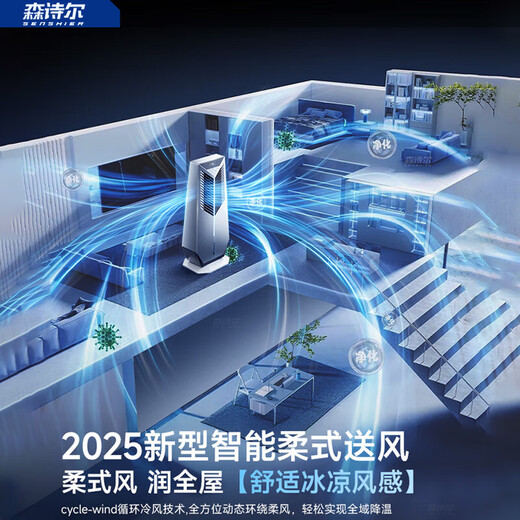 Senshier 2025 new style丨Whole house 16C air conditioner fan cooling wind electric fan refrigeration bladeless tower fan silent floor fan home living room vertical dormitory smart bedroom ice crystal refrigeration refrigeration 200丨voice model German aviation motor丨3D surround wind sense丨35db silent and undisturbed