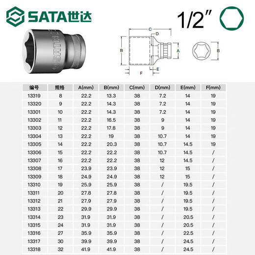 哲弘地六角套筒小飞套头中飞套筒头大飞工具8号13/14/17/18/21/24mm 小飞4.5mm11303