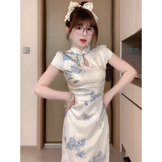 Yun Xun Rock für Frauen im Sommer 2025 Neues chinesisches Stil Zen Cheongsam für Frauen im Sommer neue kleine Stehkragen Schnalle 9859 Cheongsam XL
