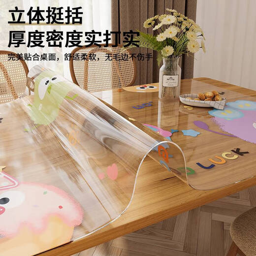 Cojín de calzado de dibujos animados de Yonghuan PVC Transparente Gabinete de vidrio de vidrio suave Cojón de encimera impermeable Camplio de escritorio Cojón de escritorio GJ-1390 Círculo Meow 50*200 cm de altura de alta calidad
