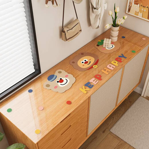Cojín de calzado de dibujos animados de Yonghuan PVC Transparente Gabinete de vidrio de vidrio suave Cojón de encimera impermeable Camplio de escritorio Cojón de escritorio GJ-1390 Círculo Meow 50*200 cm de altura de alta calidad