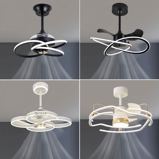 
Opp (OPPLE) 2025 latest 2024 new invisible ceiling fan lights large wind power household dining room bedroom electric fan 1 Invisible model 9227/black 60CM frequency converter remote control + direct