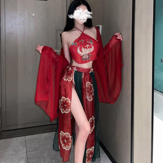 谜姬（Mizz zee）性感古风汉服睡衣服调情免脱制服诱惑装激情床上套装qqny 红色汉服套装+无线充电 均码 (建议80-130斤) 夫妻房事情趣助爱床上