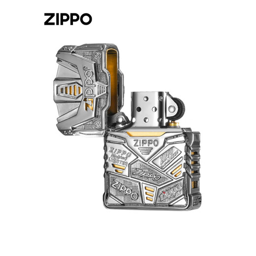ZIPPO打火机机甲 正版防风煤油火机盔甲情人节送男友礼物 机甲-银色【单机无油】DY9902TJ