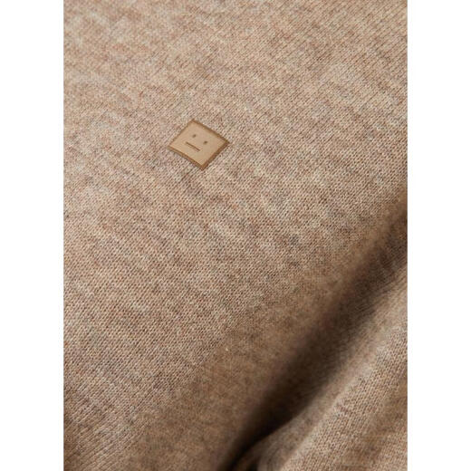 Acne Studios女士高质感套头针织衫圆领宽松版细针织logo点缀修身显瘦毛衣 Taupe 均码 |XS