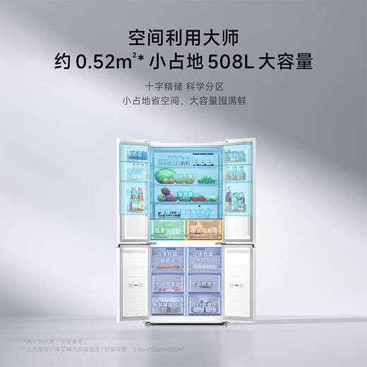 Mijia Xiaomi Pro508L cross-door refrigerator one-level variable frequency large capacity dual system dual cycle ultra-thin embedded OCCBCD-508WTMBI national subsidy