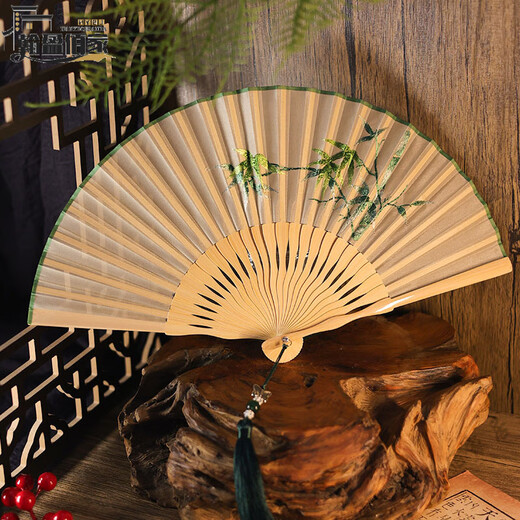 Sailotou Light Luxury Fan Ancient Style Folding Fan as a Gift High-end Suzhou Embroidery Fan Cheongsam Su Embroidery Double-sided Embroidery Girls' Middle School Gardenia