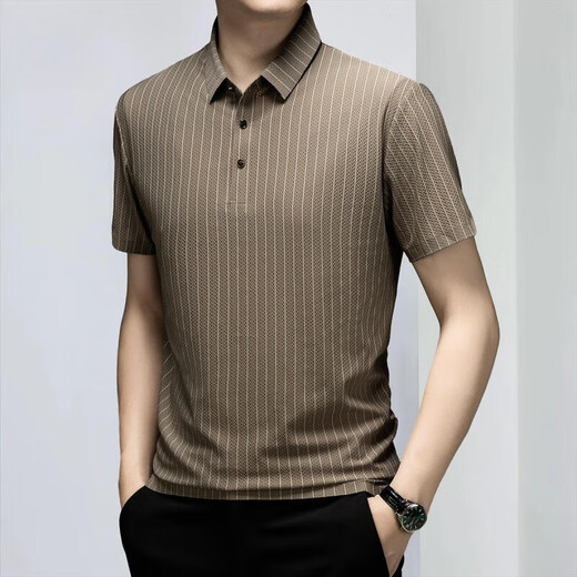 Danjun middle-aged and young father summer clothing Polo shirt for men 2025 summer thin middle-aged ice silk casual short-sleeved T-shirt for men 11167 dark gray 11167 dark gray 2XL 141-160Jin[Jin equals 0.5 kg]