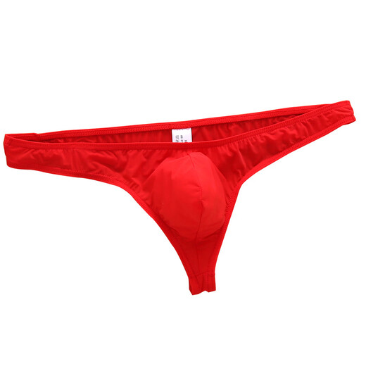 Ultra-thin ice silk sports fitness single thong men's one-piece transparent butt-exposing sexy low-waist breathable men's T-pants, navy blue M