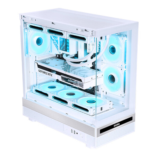 SAMA Jinghong white ATX sea view gaming computer main case 270 panoramic/double-sided glass/support 360 water cooling/9 fan positions/427mm long graphics card/U2+U3