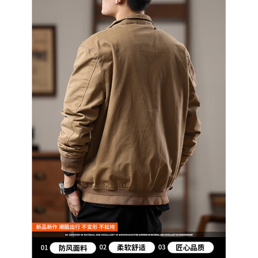 Semir pure cotton jacket men's autumn and winter 2025 new American trendy brand workwear stand-up collar top bomber jacket men's winter 9942 Khaki M 90-110Jin Jin equals 0.5 kg
