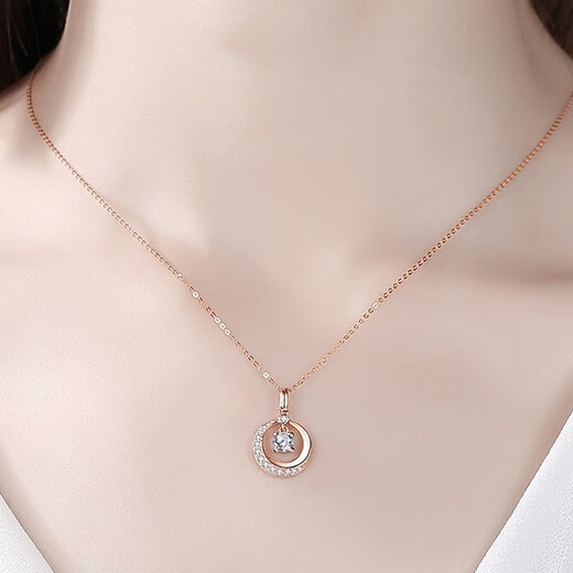 QUAMER 2025 18k moissanite necklace rose gold clavicle gold pendant niche design exquisite 40+5CM extension chain